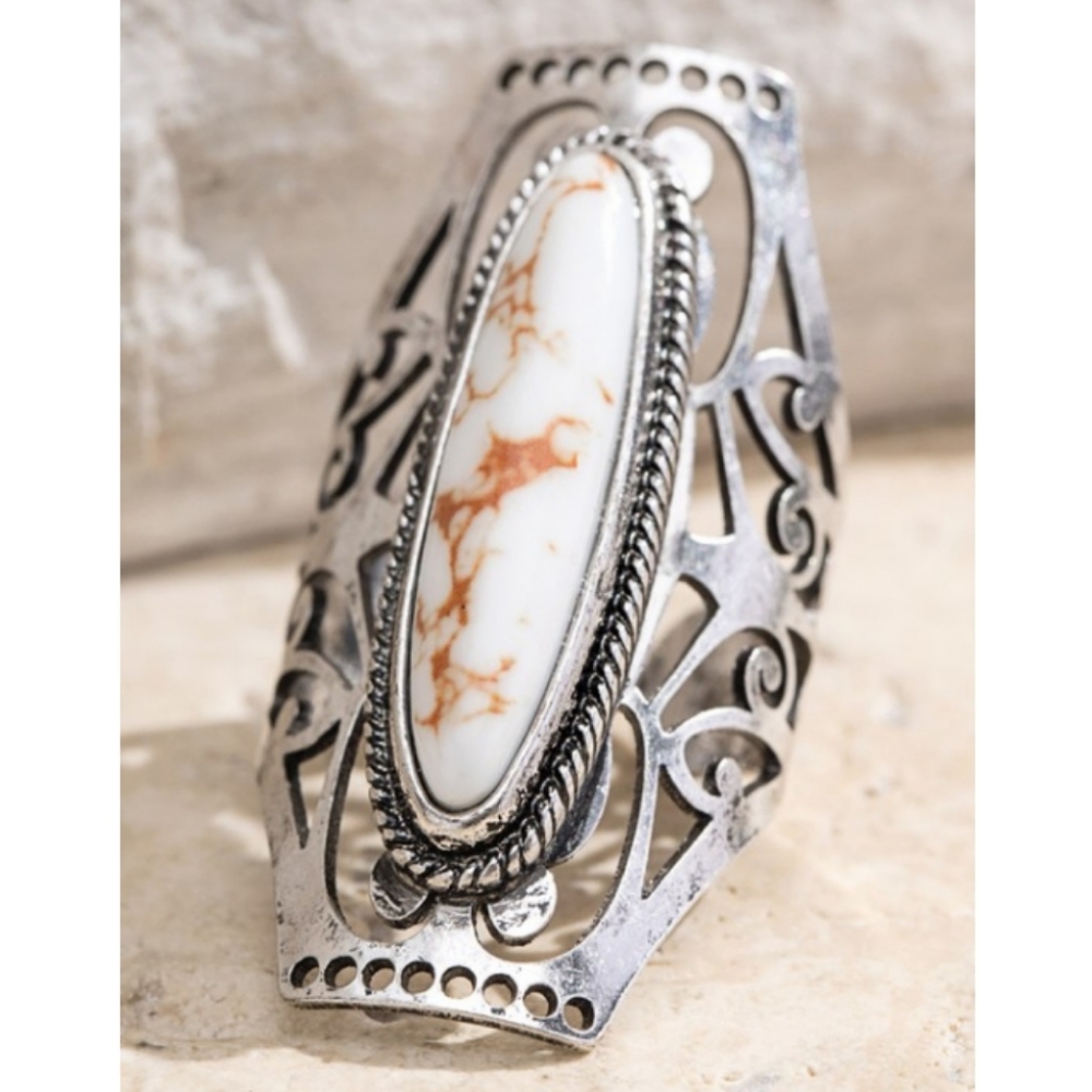 81164 Natural Stone Oval Ring